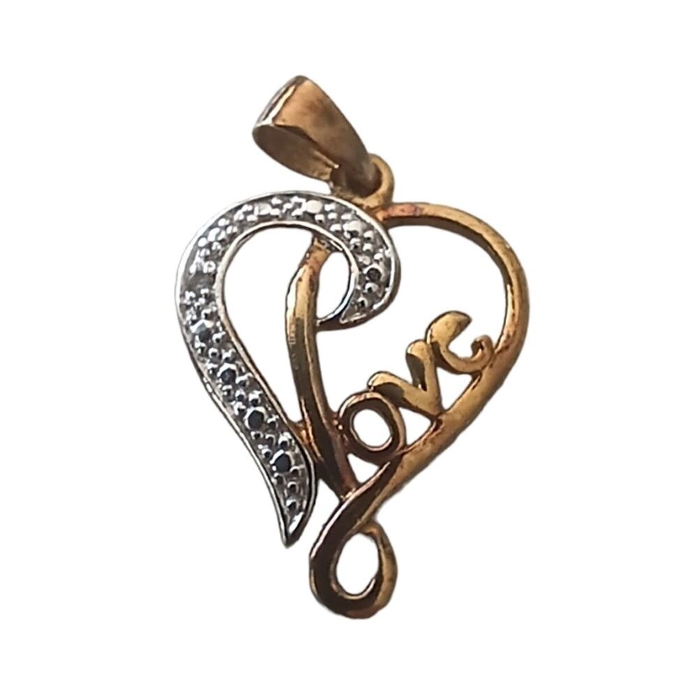 Womens Heart Pendant 14K 925 RSE Two Tone Mark Love Jewelry Gold Silver